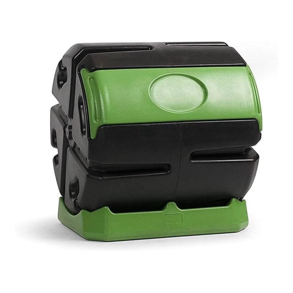 Rolling Composter - HOTFROG 37 Gallon Outdoor Tumbling Compost Bin - Rotating Garden Compost Bin for Yard Waste & Kitchen Scraps - Black & Green
