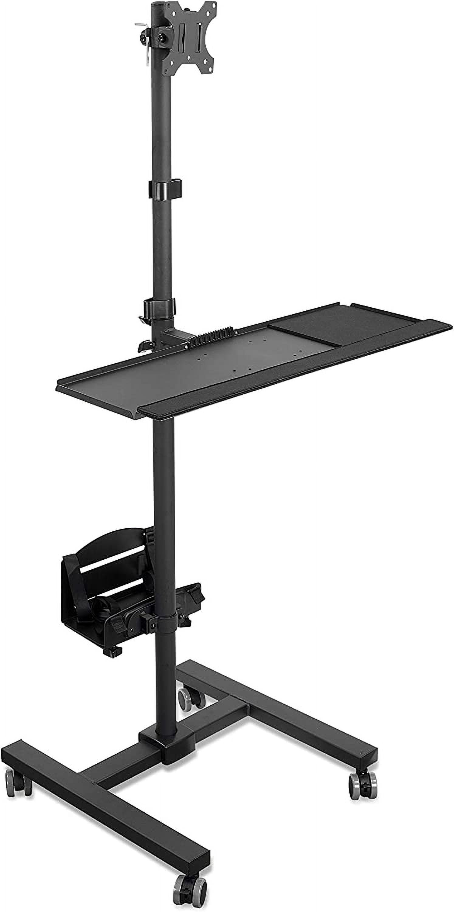 Rolling Computer Cart with Monitor Mount 32" Screen, Full Keyboard Tray ...