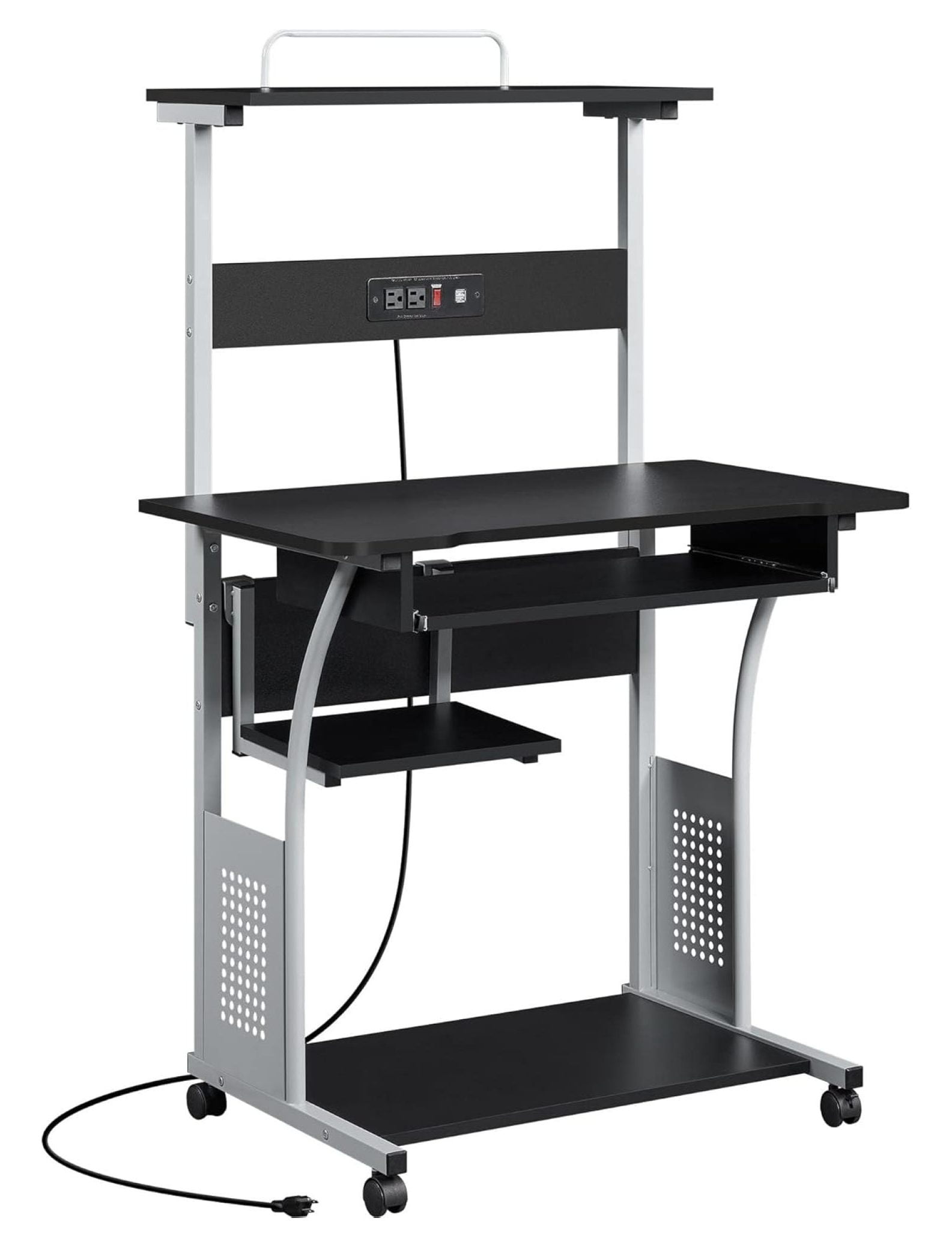 Dropship Computer Desk With Power Outlet & Storage Shelves, Study