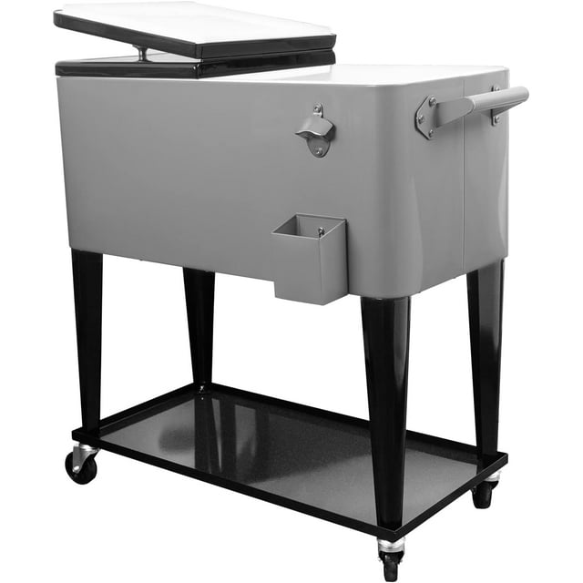 Rolling Cooler Cart Ice Chest for Outdoor Patio Deck Party Portable Bar