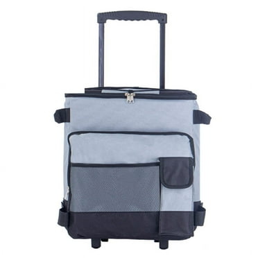 Rolling Cooler, HDJ 43L Large Leakproof Soft Cooler Bag with Wheels and Handle for Beach Camping Patio Travel Outdoor, Grey