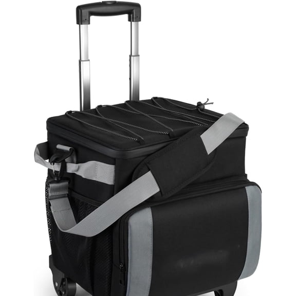 Rolling Cooler with Wheels and Handle, Leakproof Soft-Sided Cooler, Ice Retention & Enhanced Stability Wheeled Coolbag, Insulated Travel Cooler for Camping, Grocery, Beach, Outdoor