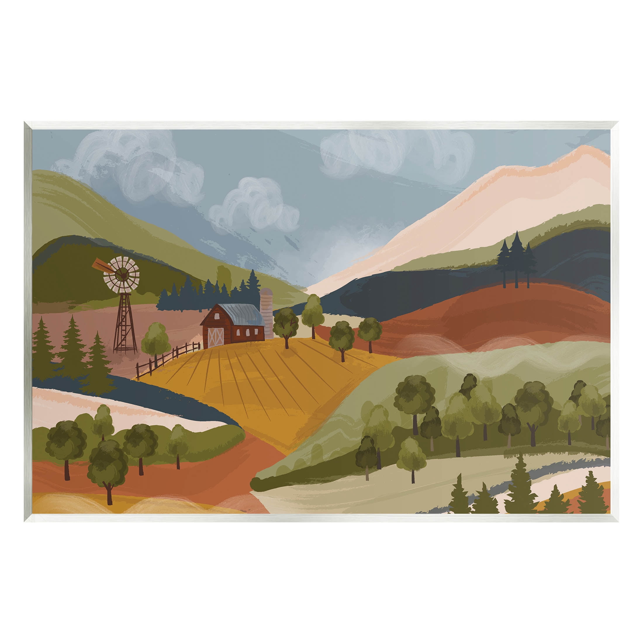 Rolling Country Hills Farm Scenery Landscape Graphic Art Unframed Art Print Wall Art