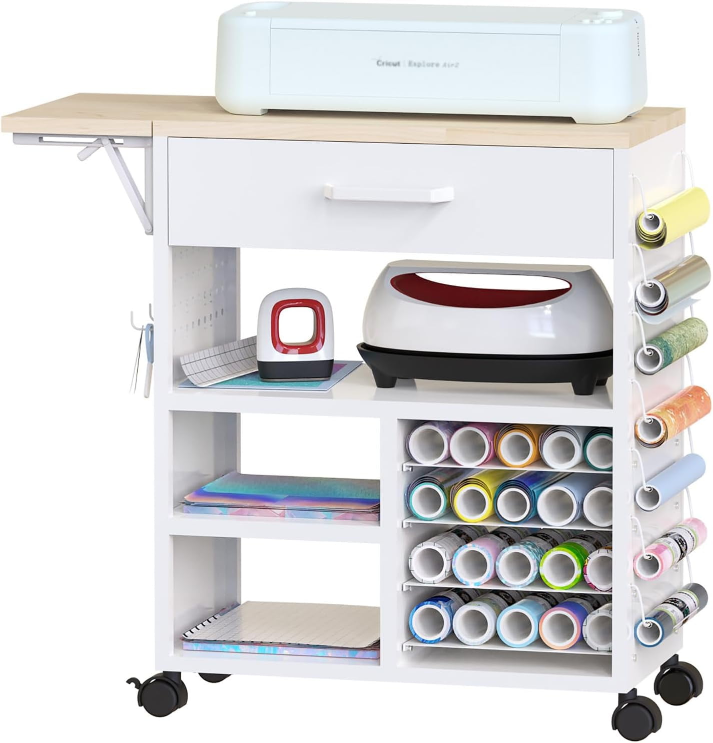 Cricut Table Cricut Craft Cart With Pegboard Mobile Storage For