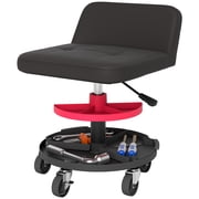 Rolling Creeper Garage Stool, 300 lb Capacity Mechanic Stool with 360  Wheels, Tool Tray & Adjustable Height   Red