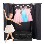 Rolling Dance Competition Bag with Retractable Garment Rack, 29 Inch, Black, Wheeled Travel Suitcase with Privacy Curtain (Black)