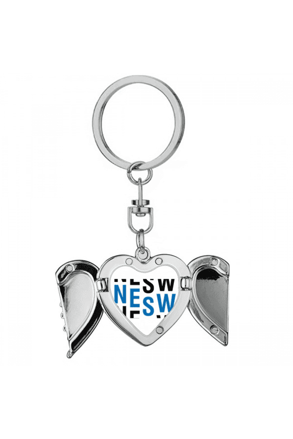 Rolling Display Direction Fluctuation Heart Angel Wing Key Chain Holder