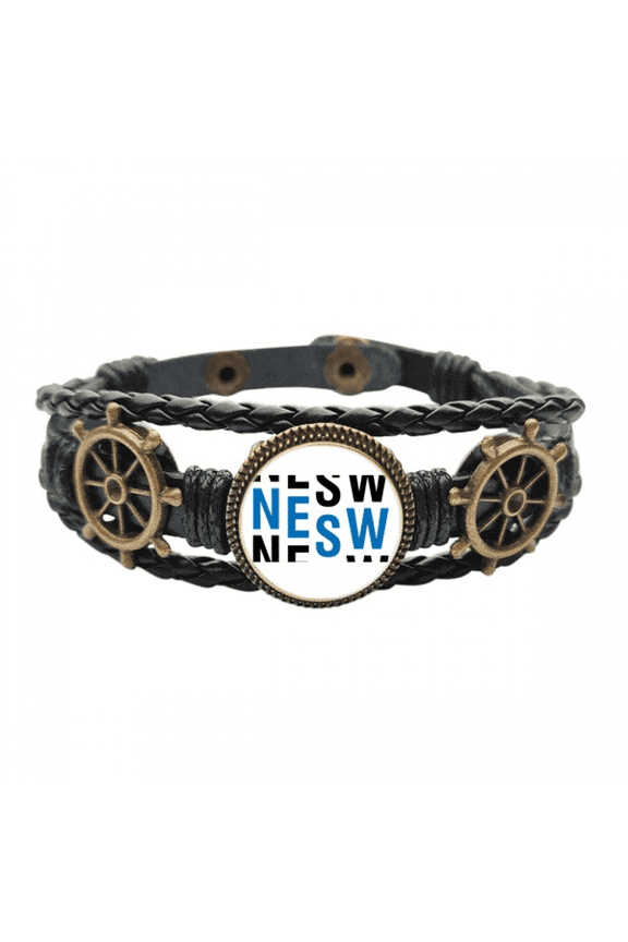 Rolling Display Direction Fluctuation Leather Braided Ocean Bracelet Wristband