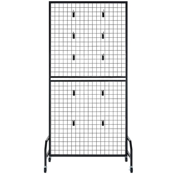 Rolling Display Grid Panel Set of 2, Jumbo 2.9 x 5.9 Ft Art Display Panel with Wheels, Maximize Your Booth Space, Retail & Craft Use