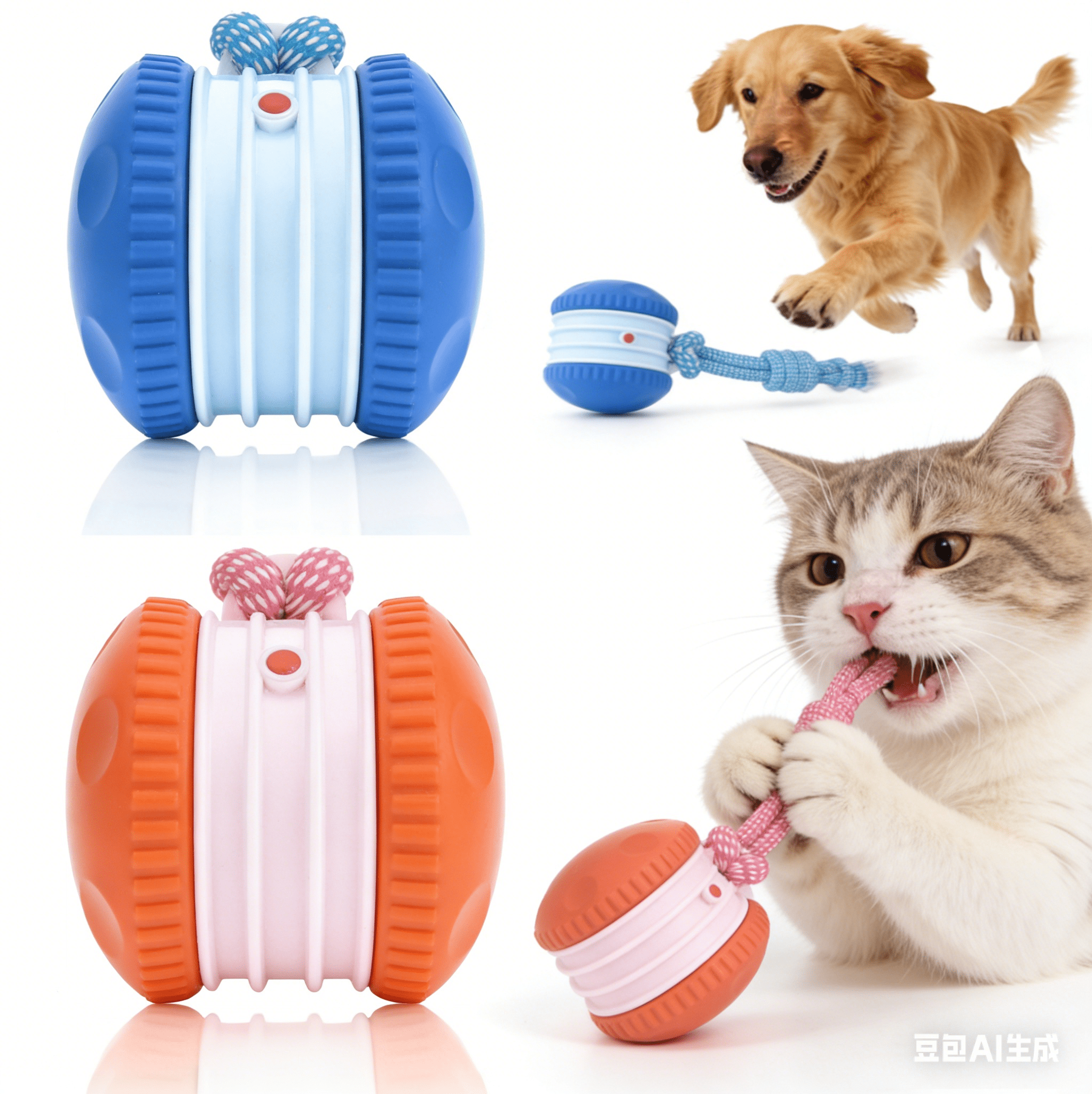 Rolling Dog Toy – Automatic Electric Rolling Pet Toy, Interactive Motion Activated Ball with Rope, Random Movement, 2 Modes, Indoor Play for Boredom Relief