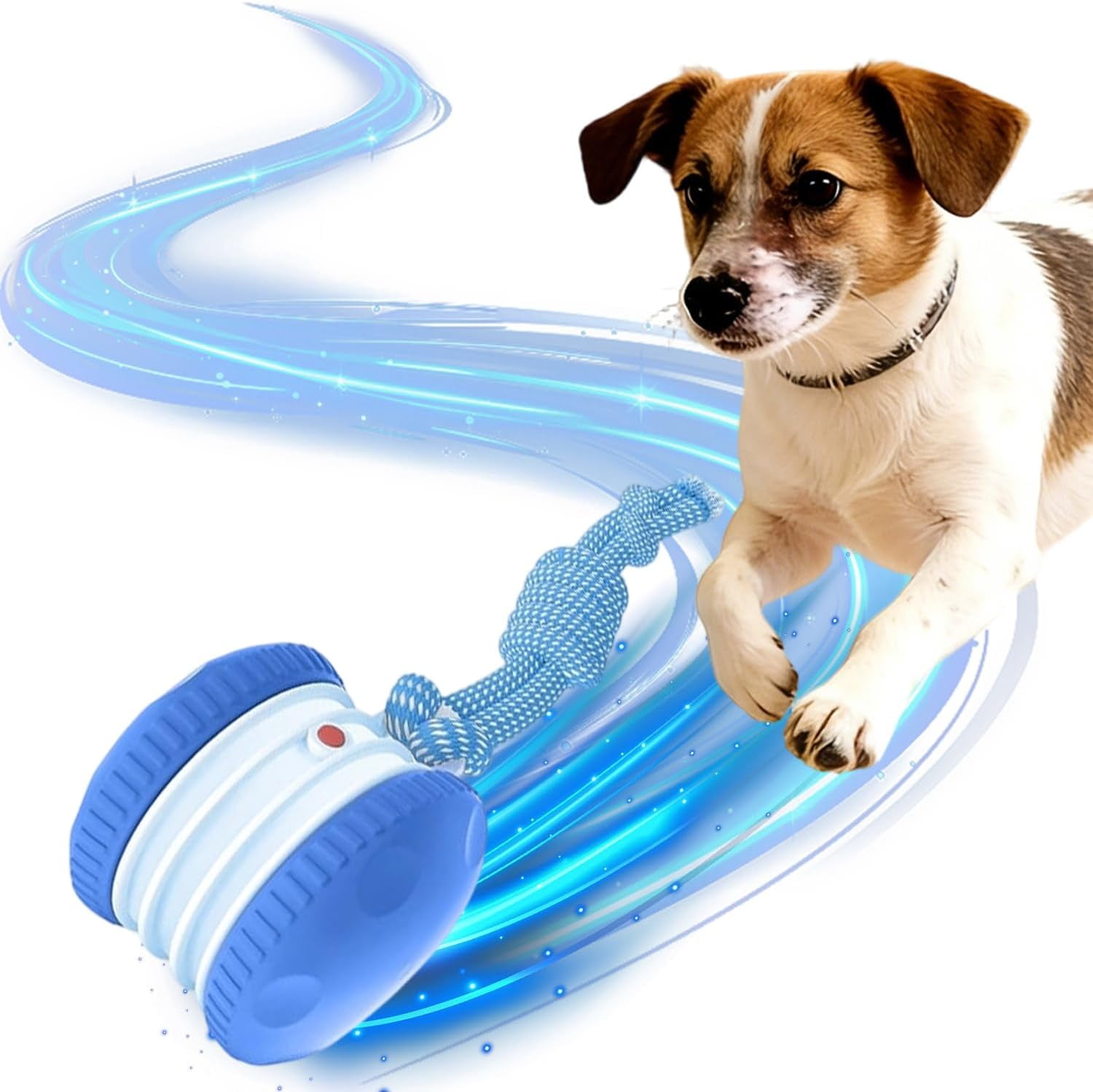 Rolling Dog Toy – Automatic Electric Rolling Pet Toy, Interactive Motion Activated Ball with Rope, Random Movement, 2 Modes, Indoor Play for Boredom Relief