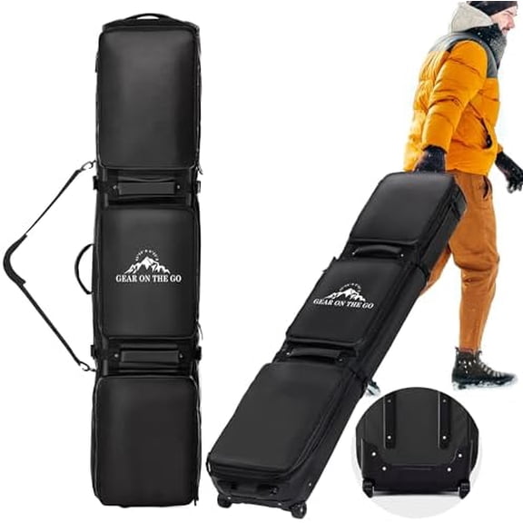 Rolling Double Ski Bag 69-71in, Padded Waterproof Snowboard Bag with Wheels for Air Travel, Fits Skis & Boots, Heavy-Duty Airline Approved Wheeled-Ski Travel Bag$$Sport & Recreation Other