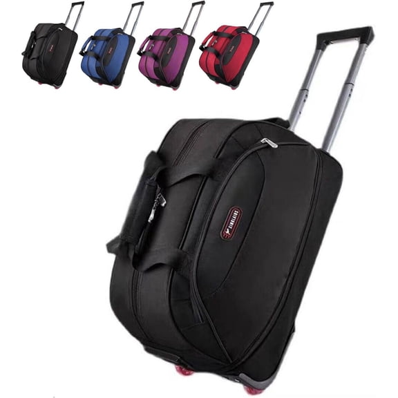 Rolling Duffel Bag, 25" Trolley Travel Boarding Bag, Lightweight & Waterproof Expandable Carry On Luggage, Ideal for Gym, Travel, Trip, Black