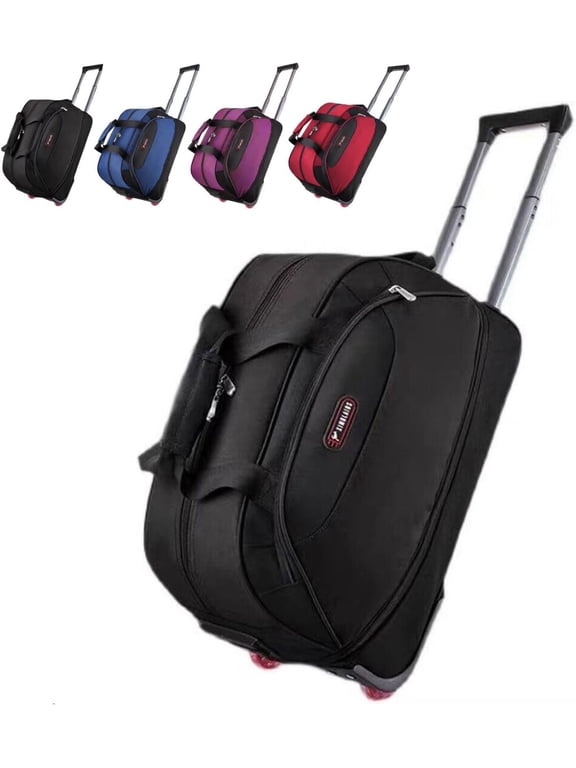 Rolling Duffel Bag, 25" Trolley Travel Boarding Bag, Lightweight & Waterproof Expandable Carry On Luggage, Ideal for Gym, Travel, Trip, Black