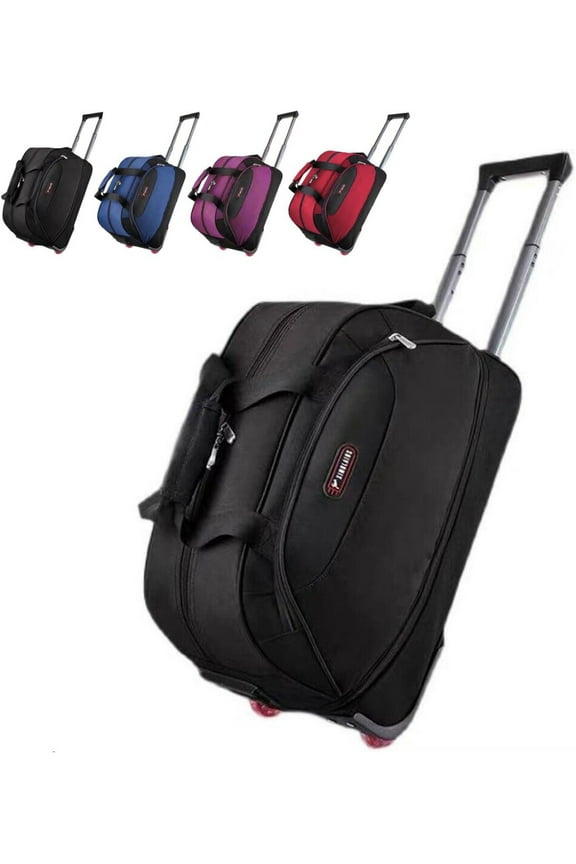 Rolling Duffel Bag, 25" Trolley Travel Boarding Bag, Lightweight & Waterproof Expandable Carry On Luggage, Ideal for Gym, Travel, Trip, Black