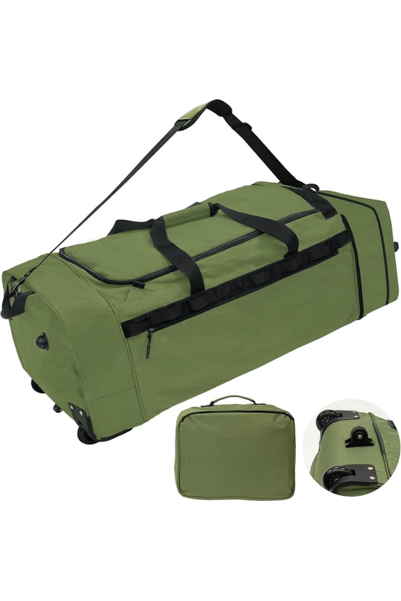 Rolling Duffel Bag with 3 Wheels, 110L-120L Expandable Foldable Travel Duffel, 28" No-Sag Design Carry On Luggage, Lightweight Weekender Bag for Men Women, Camping/Cargo/Air Travel