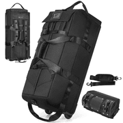 DAKOMM 90L Foldable Rolling Duffel Bag with Wheels, Extra Large 34 Inch Travel Duffel Bag with Shoulder Strap for Travel Camping Sports, Waterproof Large Gym Bag, Travel Backpack For Men Women, Black