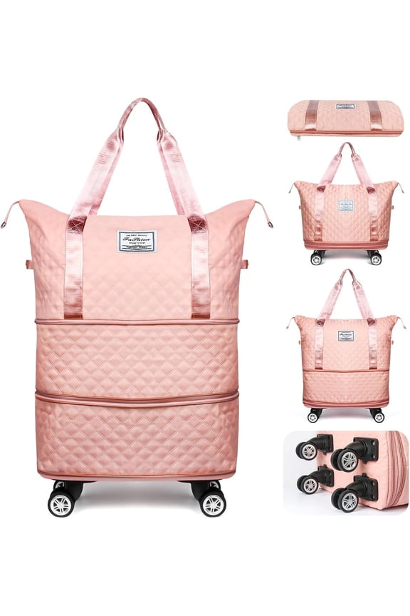 Rolling Duffle Bag with Wheels and Handle, Expandable Travel Duffel Bag Luggage Bag, Foldable Travel Bag with Wheels Rolling Carry Bags, Large Wheeled Luggage,