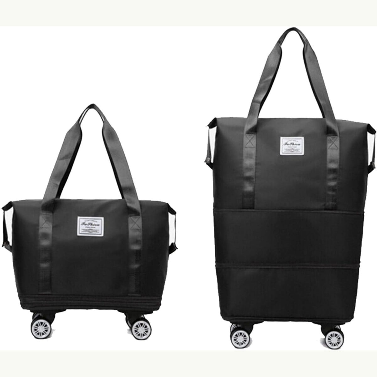 Rolling Duffle Bag with Detachable Wheels, 28L-58L Large Expandable Foldable Carry On Luggage Bag, Weekender Bag for Travel Airplane, Black