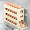 Rolling Egg Organizer Fridge Storage Box With Slide Out Tray Automatic