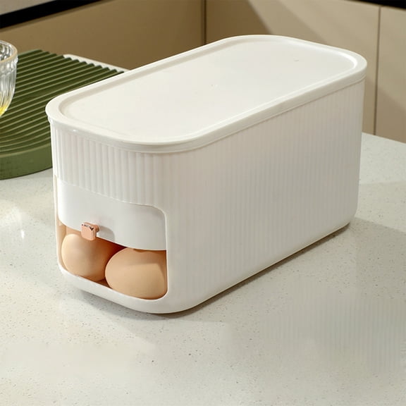 Rolling Egg Organizer Slide Tray Egg Storage Box with Drawer-Style Retrieval Dirt-Resistant Protection Space-Saving Design for Refrigerator Kitchen Countertop Household Use Cooking and Meal Prep