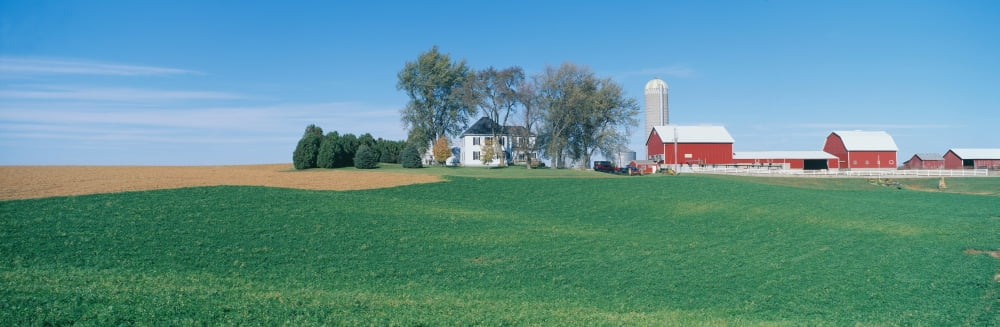 Rolling Farm Fields Great River Road Balltown NE Iowa Canvas Art - Panoramic Images (27 x 9)