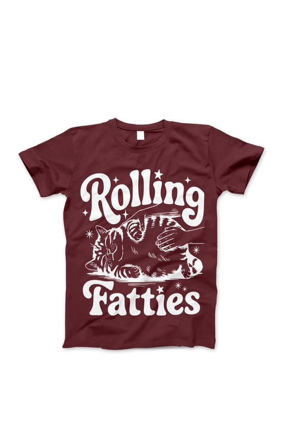 Rolling Fatties Cat Graphic T-Shirt - Cute Pet Lover Tee for Men and Women, Funny Animal Humor Shirt, Casual Short Sleeve Top