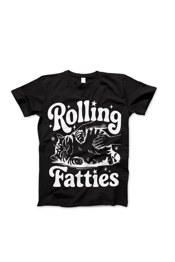 Rolling Fatties Cat Graphic T-Shirt - Cute Pet Lover Tee for Men and Women, Funny Animal Humor Shirt, Casual Short Sleeve Top