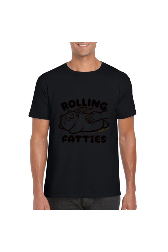 Rolling Fatties Funny Chonky Cat Meme Cute Animal Kitty T-Shirt, for men & women, up to size 5XL