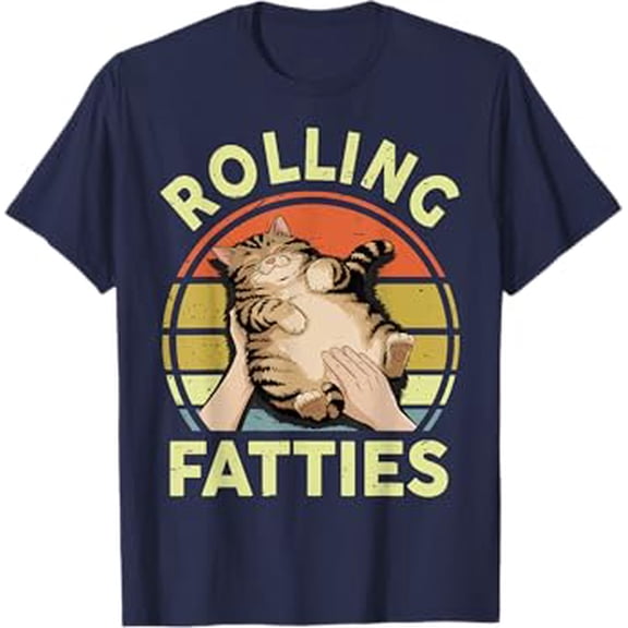 Rolling Fatties Funny Tabby Cat Breed Mom Dad Kitten Retro T-Shirt