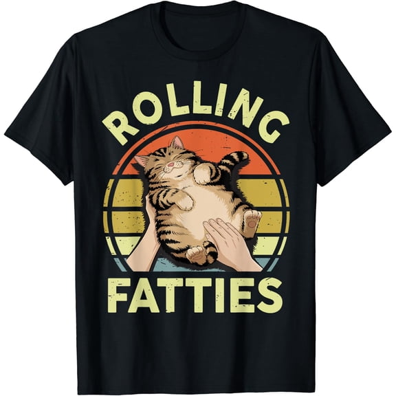 Rolling Fatties Tabby Cat Breed Mom Dad Kitten Retro T-Shirt Size S-5XL