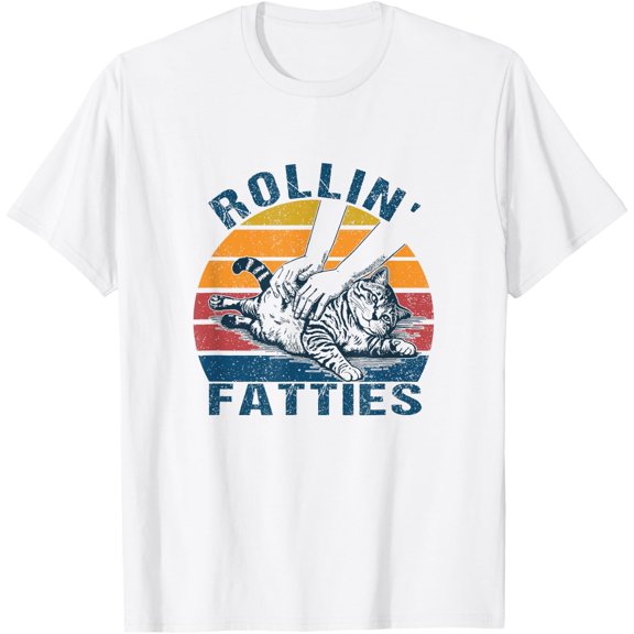 Rolling Fatties Tuxedo Cat Breed Mom Dad Kitten Retro T-Shirt Size S-5XL