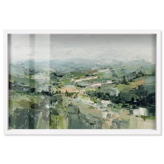 Rolling Fields Shadowbox Print Landscape Wall Art by Art Remedy, White Frame, 15 x 10