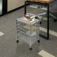 thumbnail image 1 of Rolling File Cabinet with 5 Drawers, Craft Cart Organizer with Wheels, Slim Storage for Makeup, Kitchen, Utilities, Office Supplies, and Tools (SILVER MESH), 1 of 22