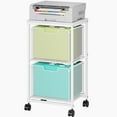 thumbnail image 1 of Rolling File Cart with 2 Storage Drawers,Under Desk Storage,Hanging File Folder Organizer with Wheels, Filing Cabinet Mobile Printer Stand Utility Craft Cart for Home Office,White, 1 of 13