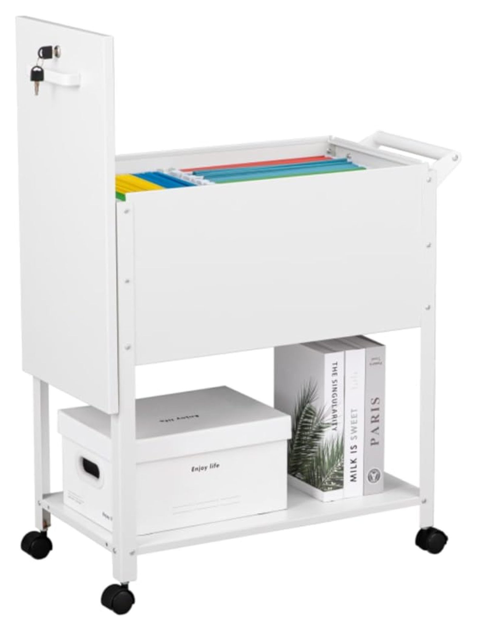 Rolling File Cart 2 Tier - Metal File Cabinet with Lock & Wheels ...