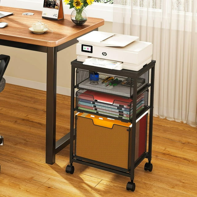 Rolling File Cart with 3 Drawers, Under Desk Storage Mobile Filing ...