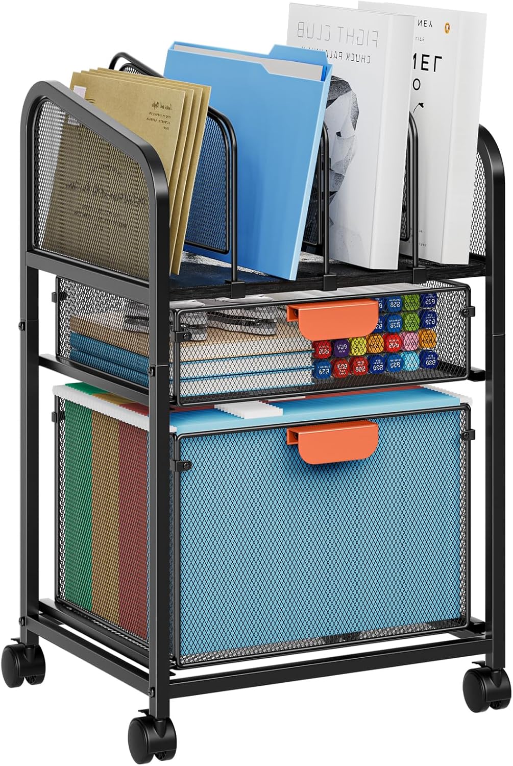 Rolling File Cart with Adjustable Dividers, Mobile File Cabinet on ...
