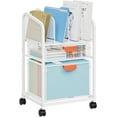 thumbnail image 1 of Rolling File Cart with Adjustable Dividers, Mobile File Cabinet on Lockable Wheels, Office Filing Cabinet Organizer, Hanging File Folder Organizer for Home Office - White, 1 of 15