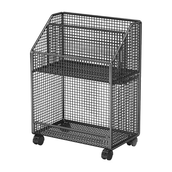 Rolling File Cart Book Storage Rack Organizer Trolley Sturdy Iron Construction for Home Office Library School