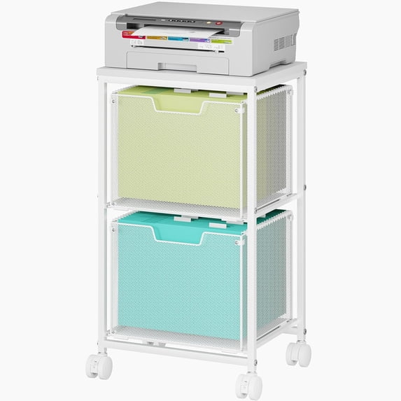 Rolling File Cart , Mobile File Cabinet with Wheels, Hanging File Folder Organizer, Under Desk Storage, Printer Stand Utility Cart Filing Cabinet for Home Office