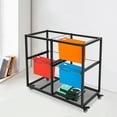 thumbnail image 1 of Rolling File Cart with Lockable Wheels 2 Tiers 4 Compartments Hanging File Folder Rack, 1 of 12