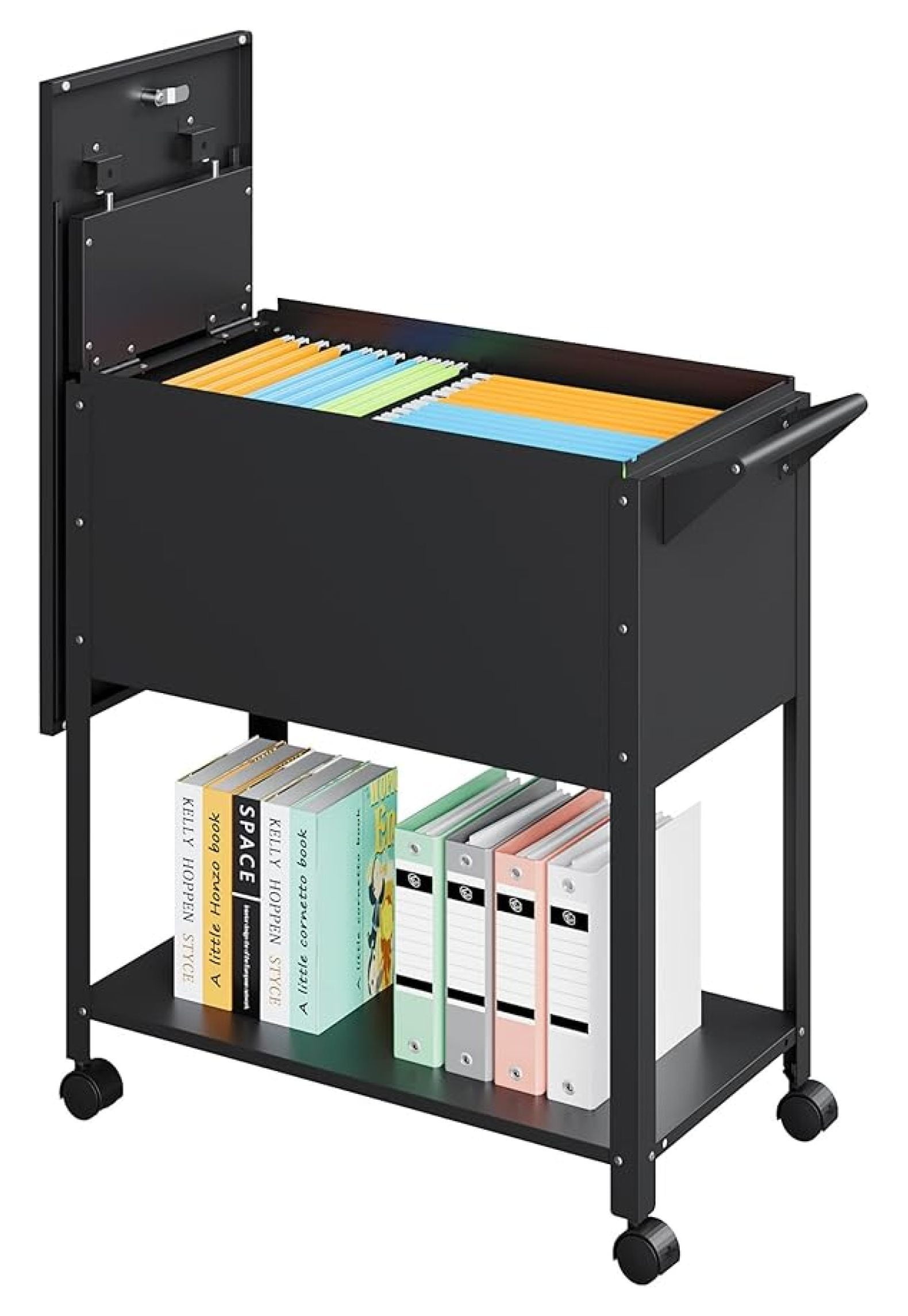 Rolling File Cart with Wheels - Metal Filing Cabinet Organizer for Home ...