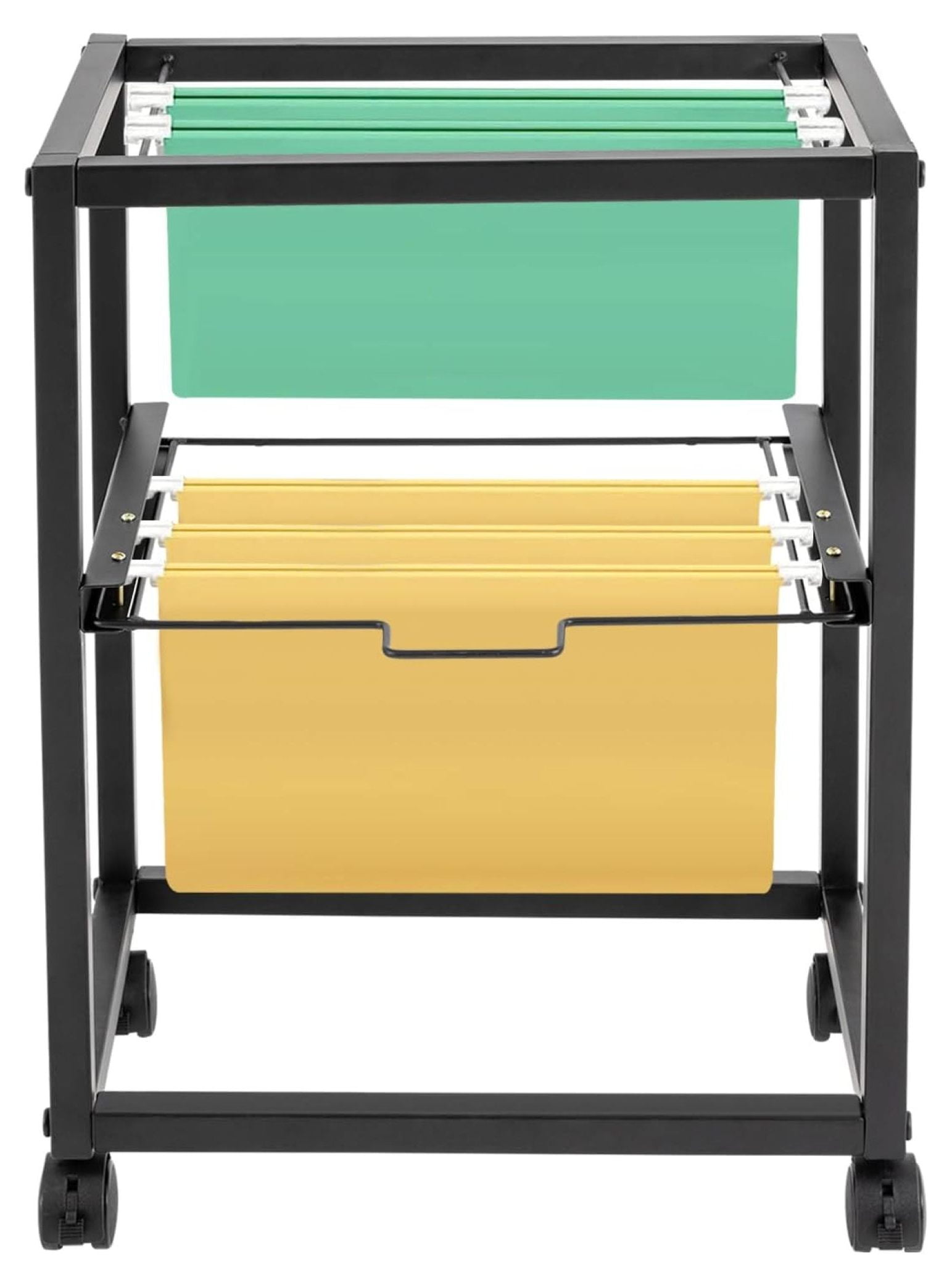 Rolling File Carts, 2 Tiers Metal Rolling File Carts with Wheels