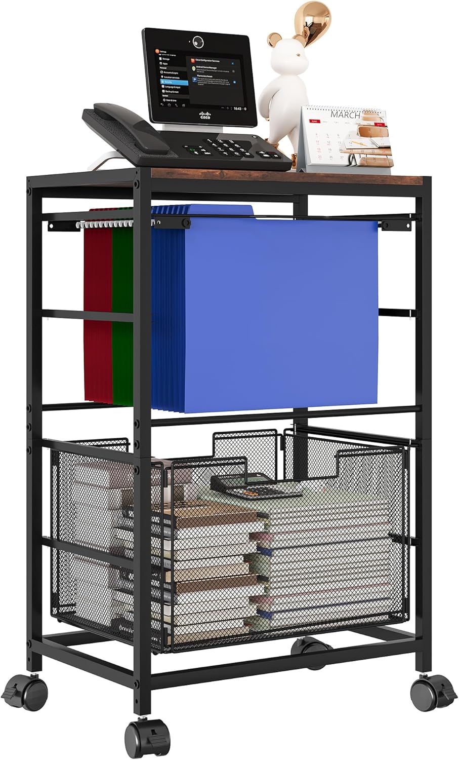 Rolling File Carts with Wheels, Letter Legal Size Hanging Folders