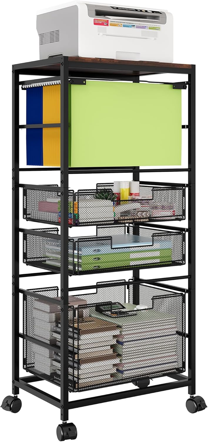 Rolling File Carts with Wheels, Letter Legal Size Hanging Folders