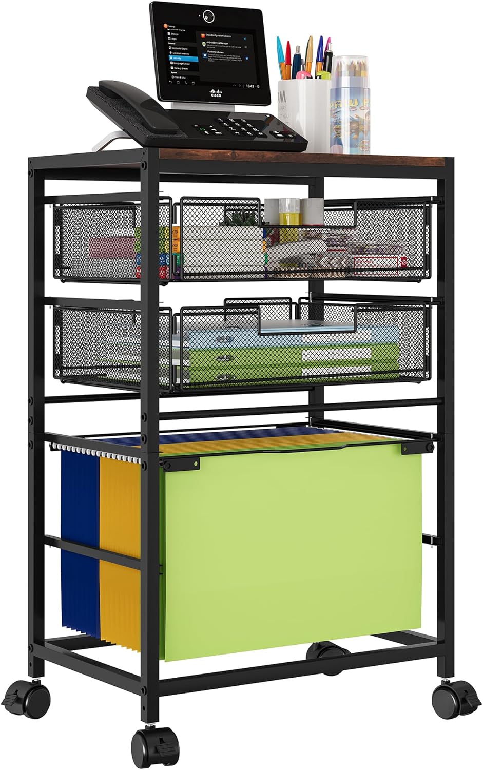 Rolling File Carts with Wheels, Letter Legal Size Hanging Folders