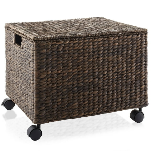 Rolling Filing Cabinet Cart, Hyacinth Wicker File Storage Box Office Organizers
