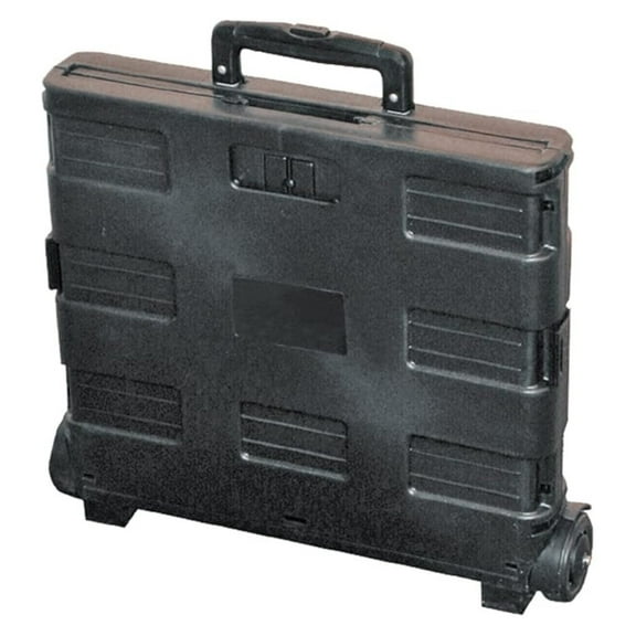 Rolling Foldable Plastic Crate with Telescopic Handle and 3-in. Wheels