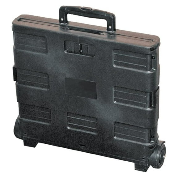 Rolling Foldable Plastic Crate with Telescopic Handle and 3-in. Wheels
